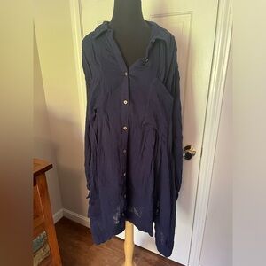 Free People blue long sleeve swing mini dress